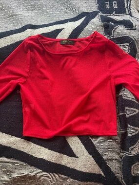 Nylon Apparel Red Long-Sleeve Sparkle Crop Top